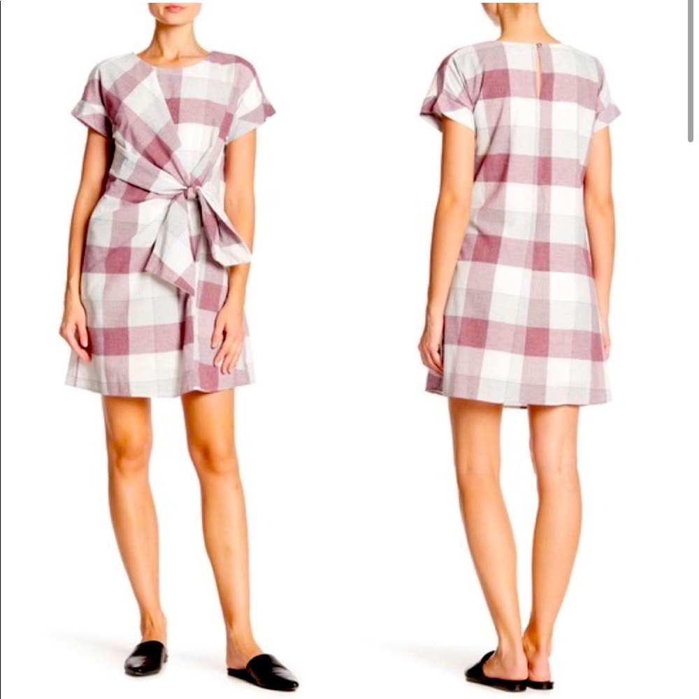 Spirit of Grace Knot Front Tie Plaid Dress